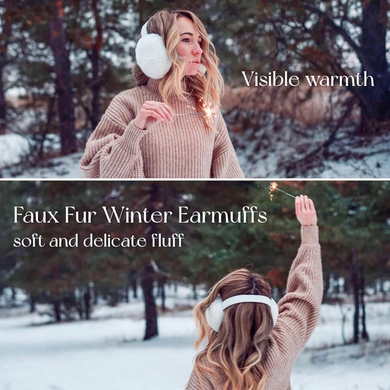 Lainlight Store Earmuffs for Women Winter Warm Foldable Ear Muffs Faux Fur Cute Fuzzy Ear Warmers for Girls Women - Image 5
